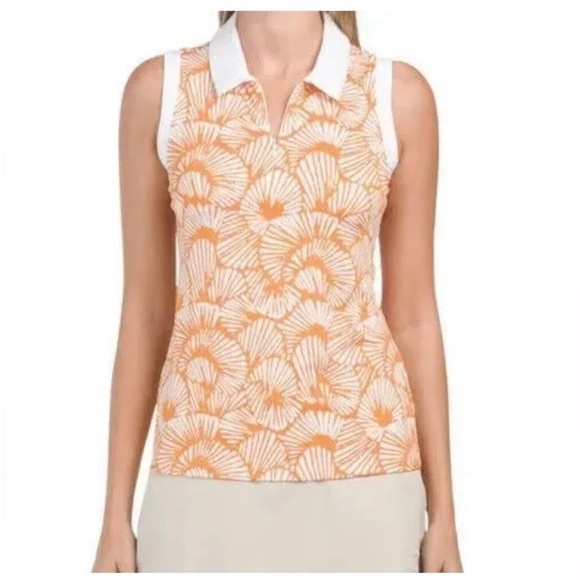 Tommy Bahama Golf Women's Orange V-neck 1/4 Zip Collared Tank Top Upf 50+ - Picture 1 of 12